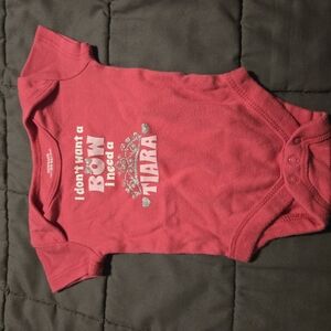 Red Baby Onesie with Tiara Print